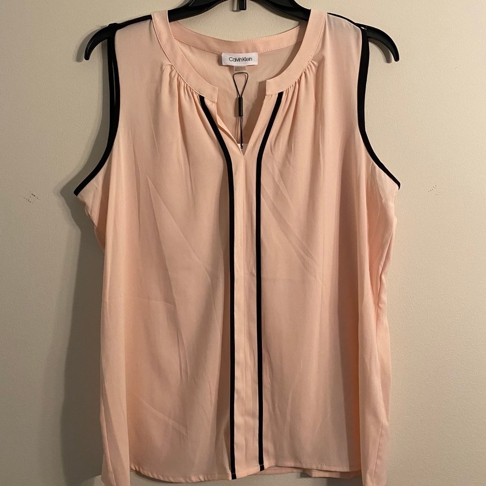 Calvin Klein Top  Sleeveless Light Pink Sz L NWT